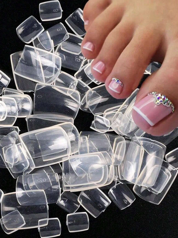 600Pcs Artificial Toe False Nail Art Tips Natural Full Cover Toenails Glue On Fake Nails Tip Foot Manicure Decoration Tool