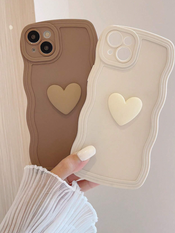 2pcs Heart Decor Phone Case