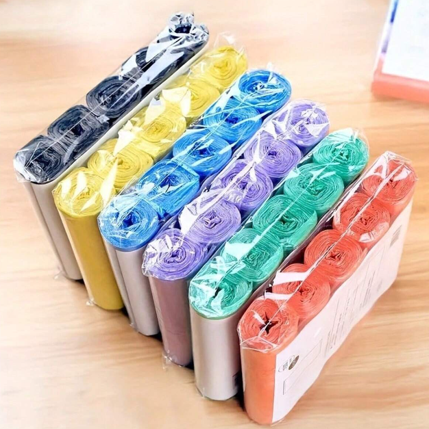 5 Rolls/Pack, Black Disposable Garbage Bags, Roll-Pack Flat Mouth Diaper Bags, Suitable For Home, Kitchen, Office And Restaurant Cleaning