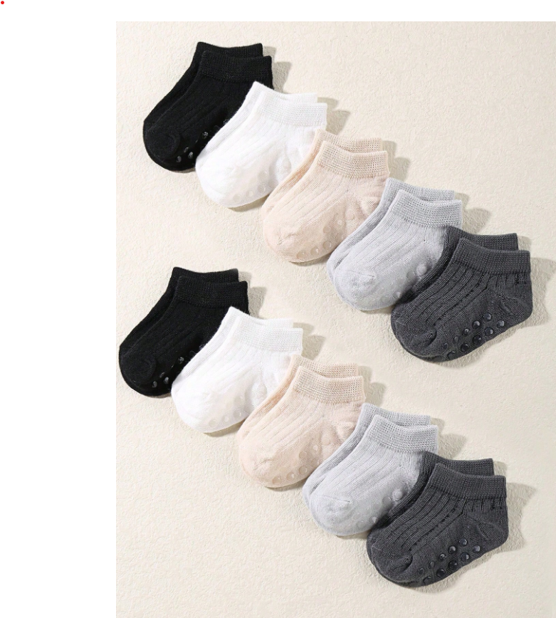 10 Pairs Baby Solid Color Short Socks