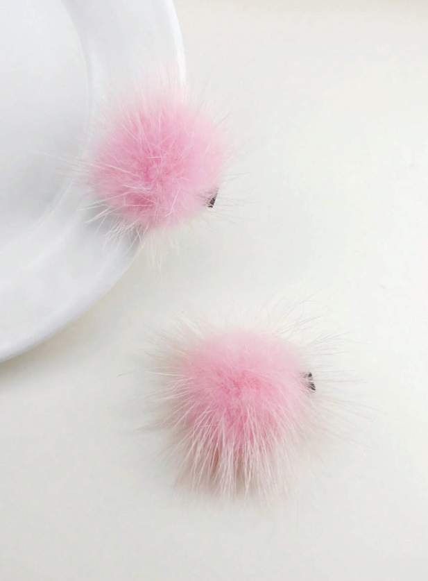 2 قطع في العبوة مشابك شعر بوم بوم ذات لون سادة بحجم4 سم للنساء مناسبة للاستخدام اليومي جميلة