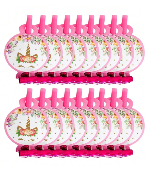 18 قطعة خدمات الحفلات بموضوع حصان اليونيكورن الوردي، تشمل بالونات وزينات على شكل حصان اليونيكورن المثالي للأعياد العائلية وحفلات أعياد الميلاد وغيرها