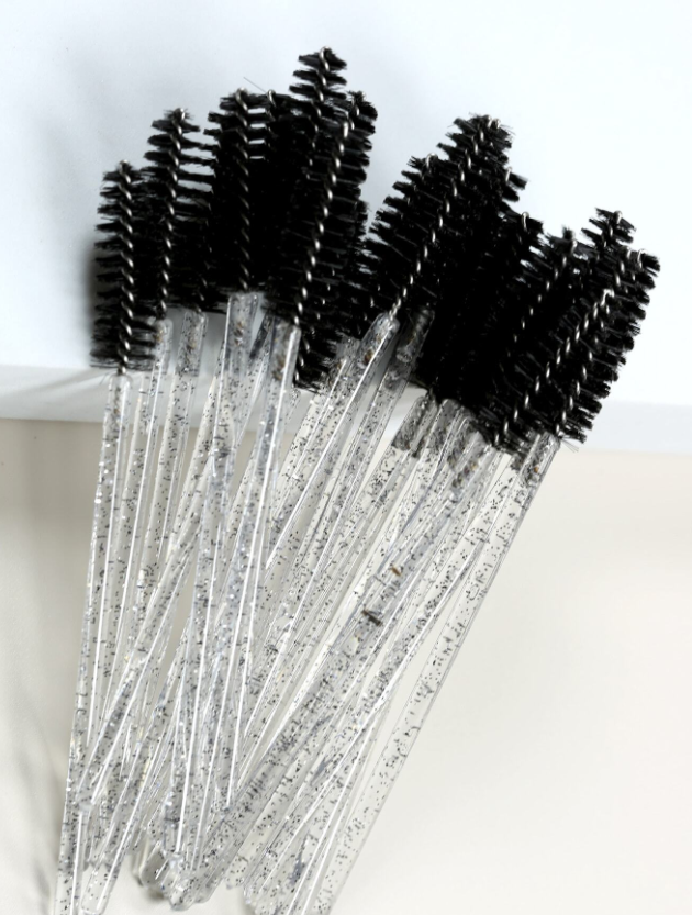 25 قطعة عصا الماسكارا للاستعمال مرة واحدة فرشاة الرموش Spoolies لتنظيف الرموش والحواجب الكريستالية اللامعة وفرش الرموش وصلات الرموش أداة المكياج