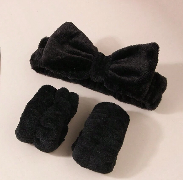 3 قطع/مجموعة معصم قطني محبوك وعصابة رأس وعصابة لغسل الوجه، تحكم في العرق والماء، غير قابلة للانزلاق، مجموعة تغليف للشعر