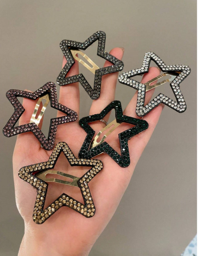 5 قطع نسائيةمشبك شعر بشكل نجمة مرصع بحجر الراين لتصفيف وتزيين الشعر في الشارع