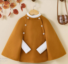 Load image into Gallery viewer, SHEIN Young Girl 1pc Solid Double Breasted Cape Overcoat
