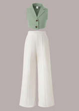 Load image into Gallery viewer, SHEIN Tween Girl Solid Crop Vest Blazer &amp; Wide Leg Pants
