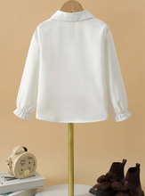 Load image into Gallery viewer, SHEIN Young Girl Bow Front Flounce Sleeve Shirt
