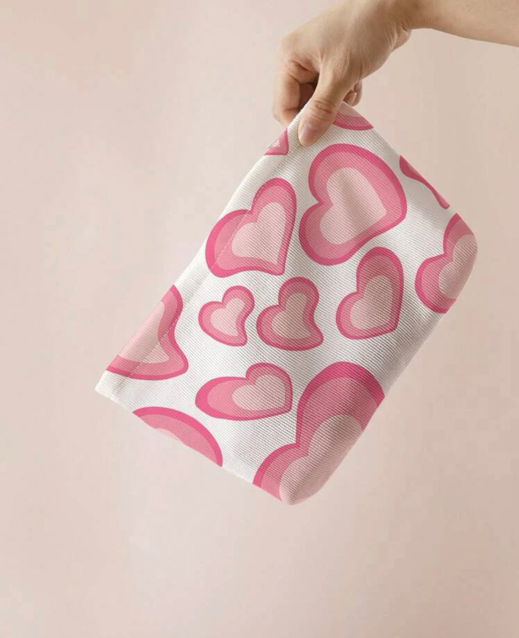 Heart Pattern Zippered Makeup Bag