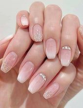 Load image into Gallery viewer, Get Glamorous with 24pcs Long Coffin Pink Ombre Glitter Rhinestone Fake Nail &amp; 1sheet Tape &amp; 1pc Nail File
