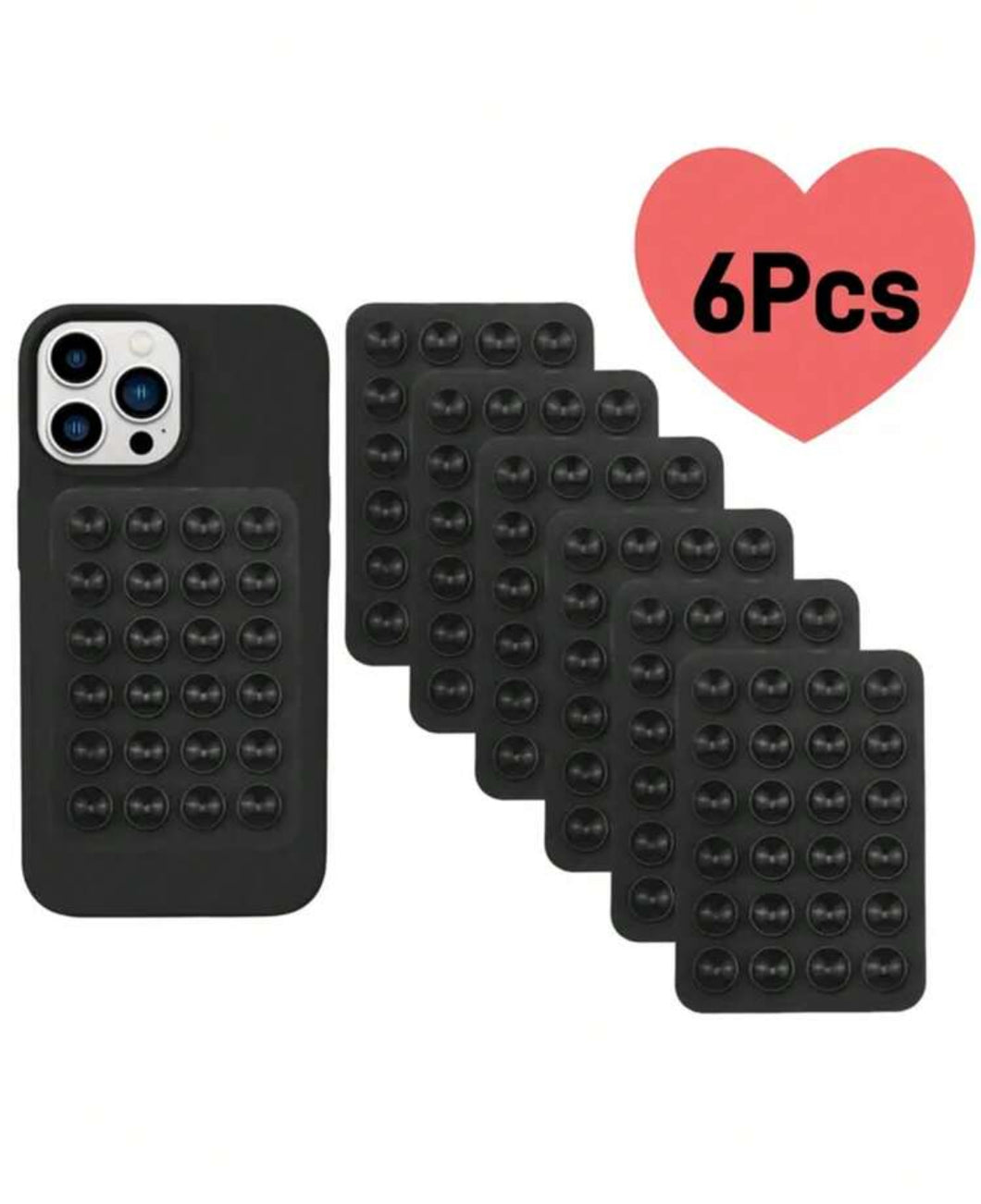 6 قطع من حافظة الهاتف ذات كؤوس السيليكون اللاصقة - لا يد مشغولة، امتصاص في كل مكان، امتصاص فائق القوة، مثالية لروتينات التجميل وجلسات اللياقة البدنية