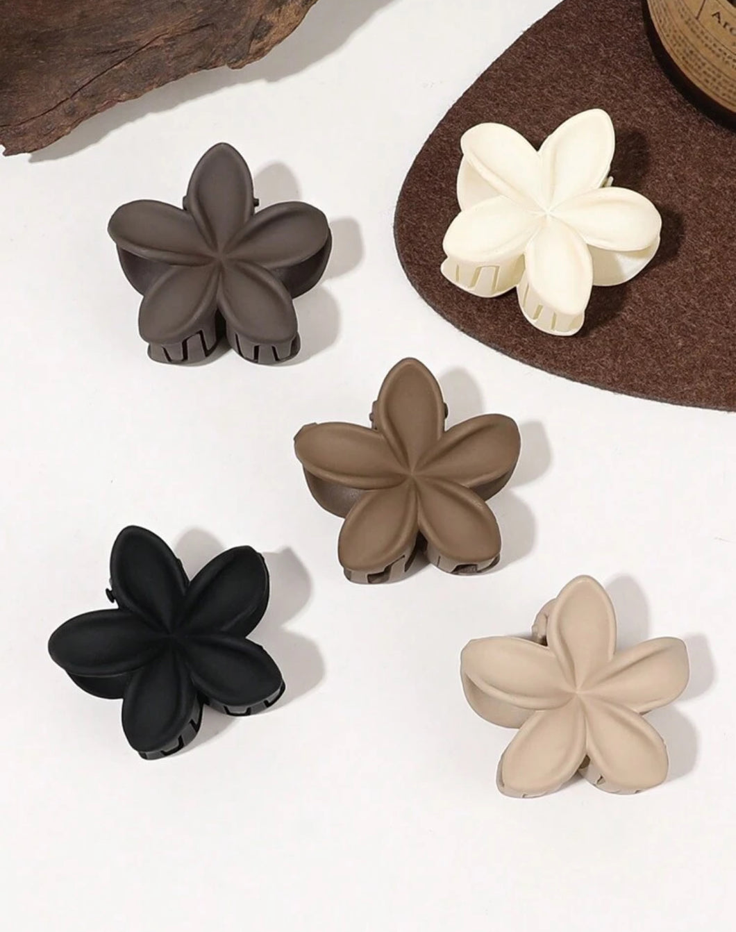 5 قطع مجموعة إكسسوارات الشعر بألوان صلبة غير لامعة بظلال القهوة بالحليب، بما في ذلك مشابك للشعر ومشابك للذيل