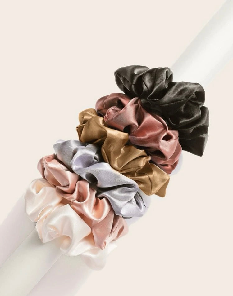 6pcs/Set Gradient Multicolor Coffee-Themed Fabric Bow Scrunchies, Elastic Hair Ties Casual