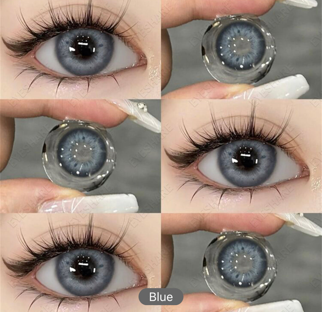 1pair Soft Colored Contact Lenses With Naturally Black Spots, Large Diameter And Yearly Disposable Life Cycle, Suitable For Dating Or Daily Wear