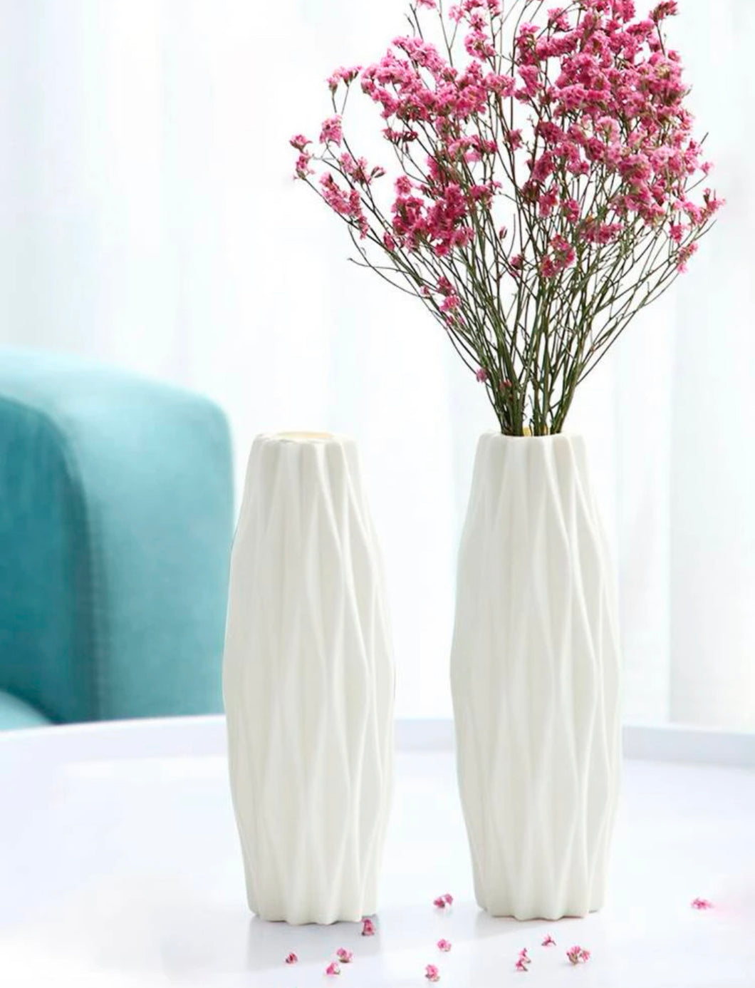 1pc Flower Vase, Minimalist White	Vase For Flower For Household