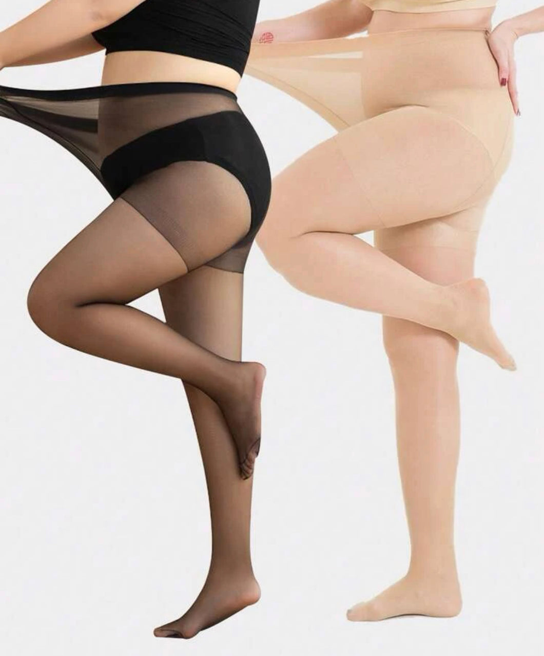 2pairs/pack Plus Size Women's Black Anti-hook Hollow Out Pantyhose With Anti-slip Design, Summer