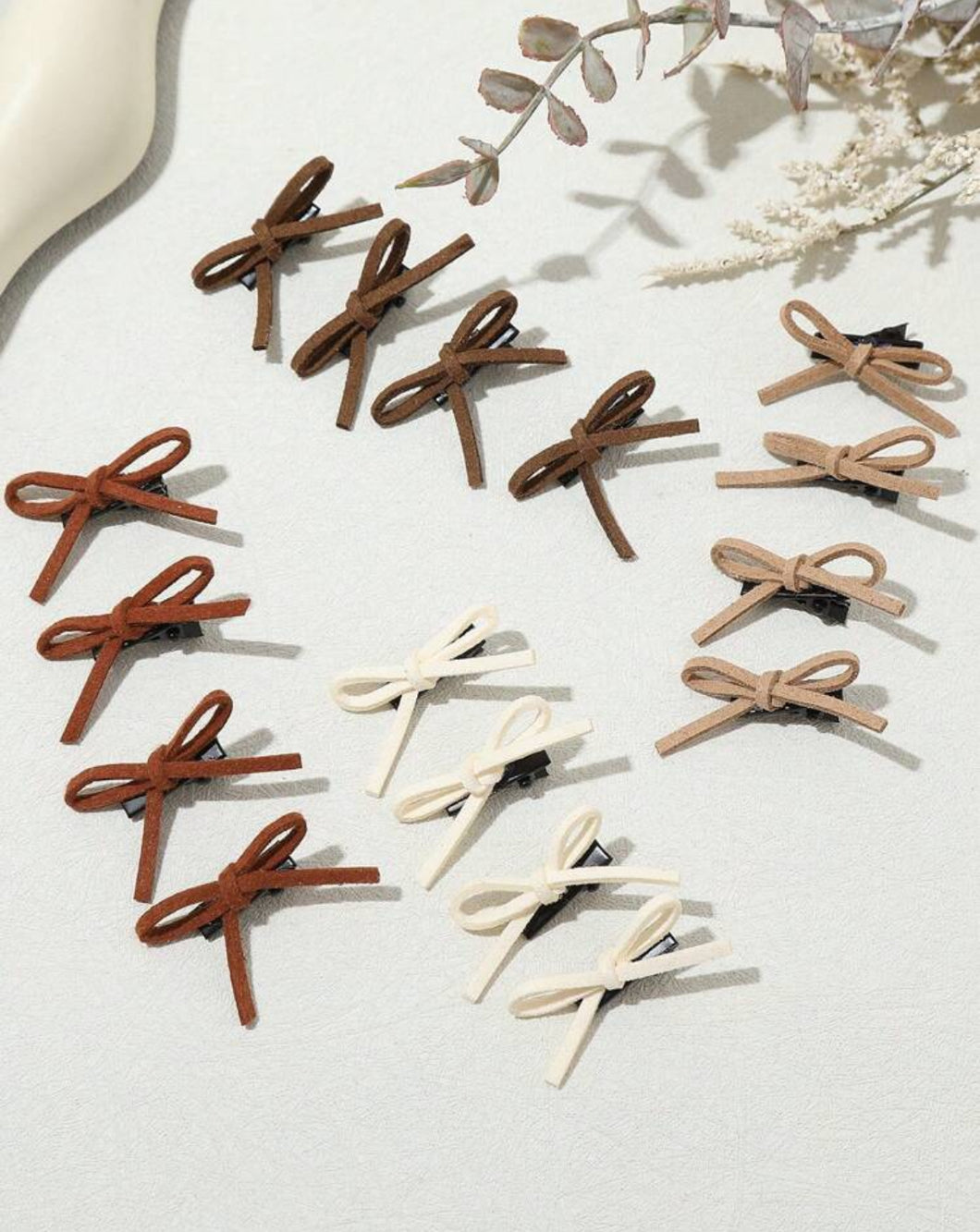 16 قطعة من دبابيس شعر متعددة الاستخدامات على شكل فيونكة من قماش الغزال الاصطناعي في درجة لون بوردو لموضة الخريف/الشتاء، بأسلوب فتاة حلوة Y2K، إكسسوارات شعر للأطفال