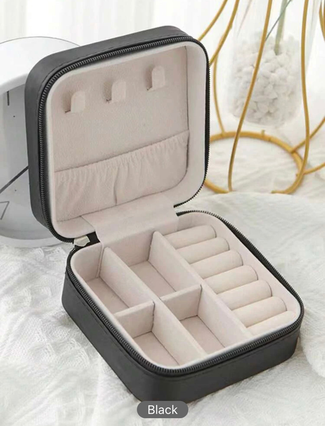 1pc Portable Jewelry Box, Multi-grid Jewelry Storage Box For Home And Travel