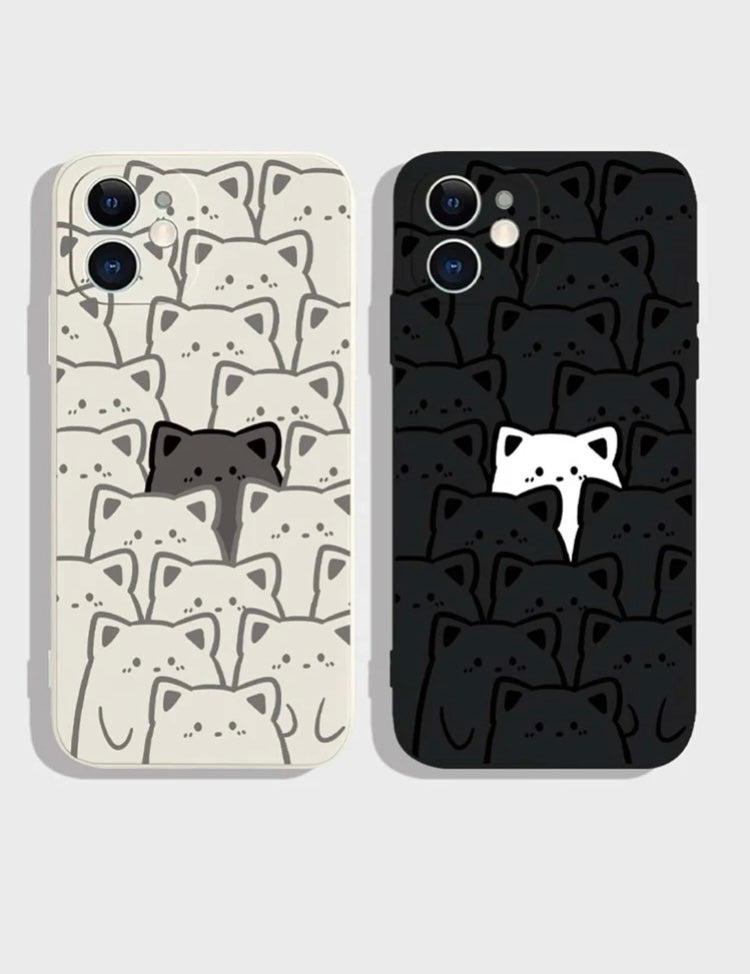 2pcs Cartoon Cat Pattern Anti-fall Phone Case