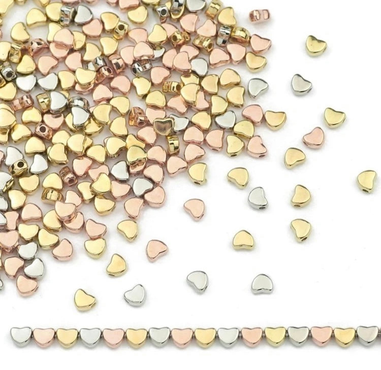 200pcs 6*7mm Ccb Heart Shaped Spacer Beads For Diy Jewelry Making, Bracelet, Necklace Crafting Supplies
