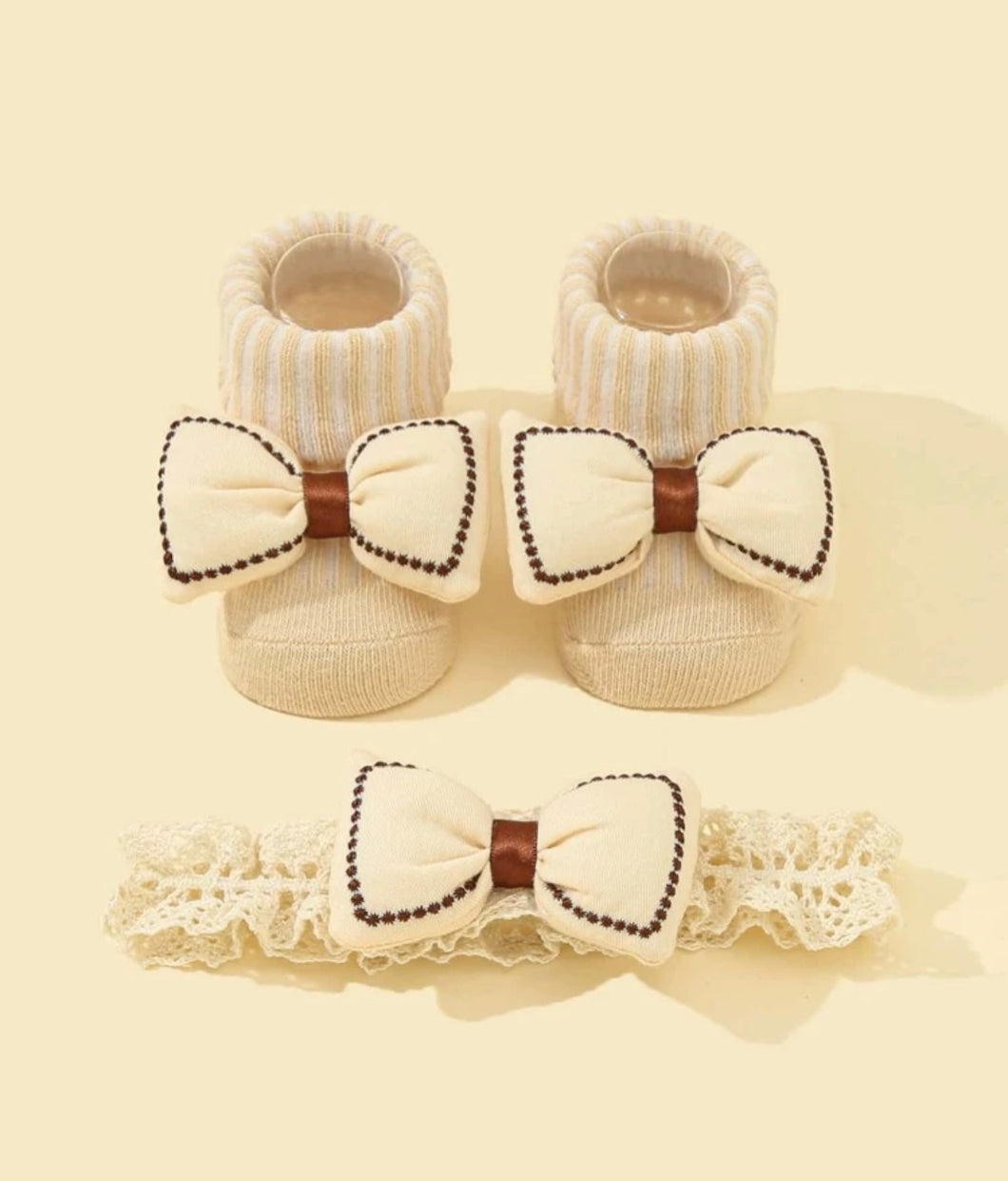 Baby 1pc Bow Decor Hairband & 1pair Shoes