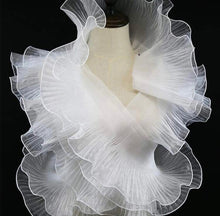 Load image into Gallery viewer, 2m Gradient Rainbow Tulle Fabric With Mermaid Design Ruffle Hem, 3d Pleats, Lace Trim For Decorative Accessory Material
