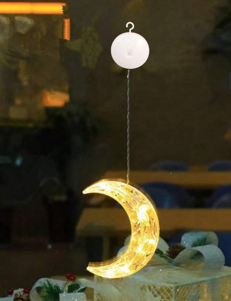1pc Minimalist Hollow Acrylic Moon Shape Suction Cup Lamp, Decorative Lighting