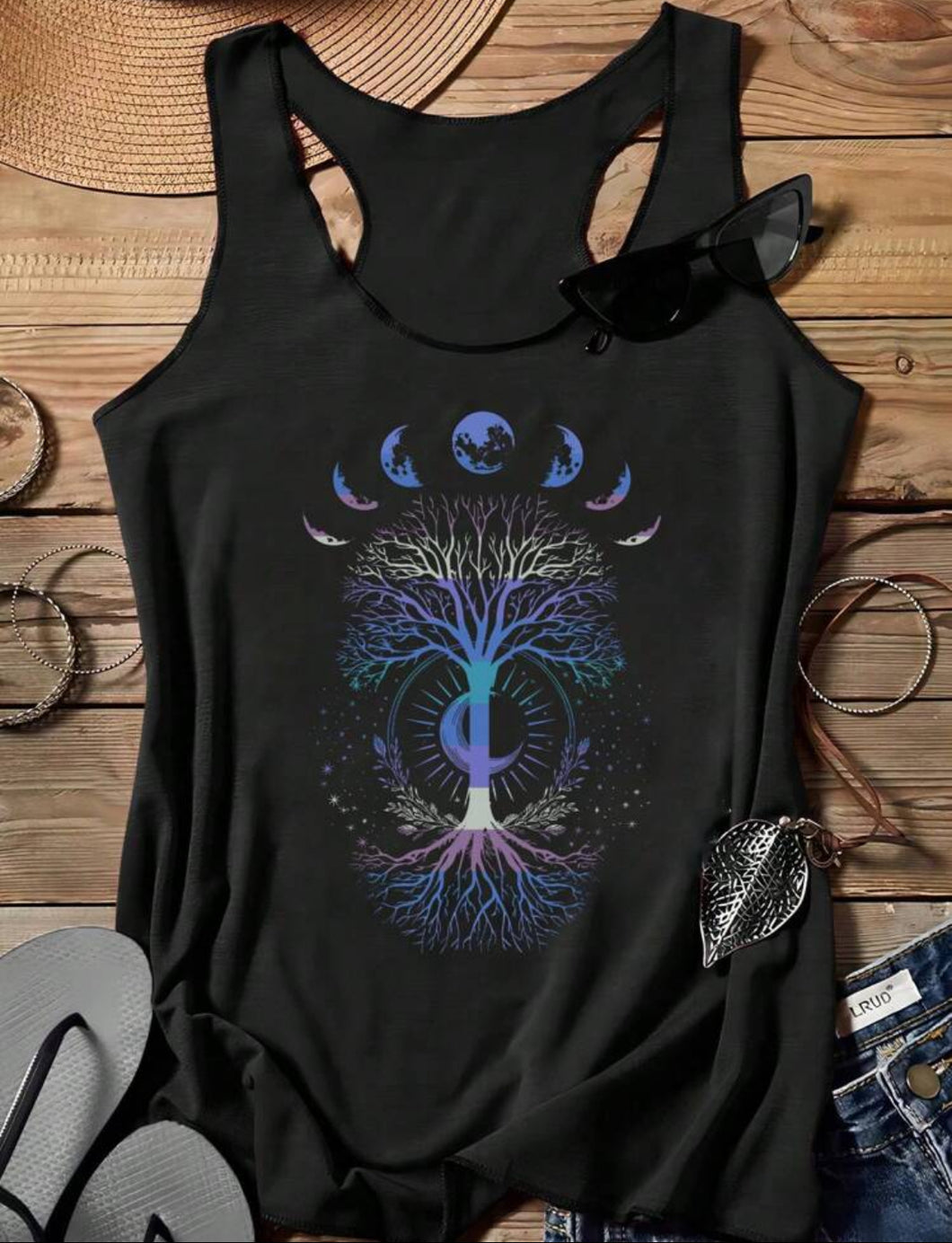 Attitoon خزان لون زهري بطبعة شجرة بسيطة عصرية للنساء، مناسب للصيف