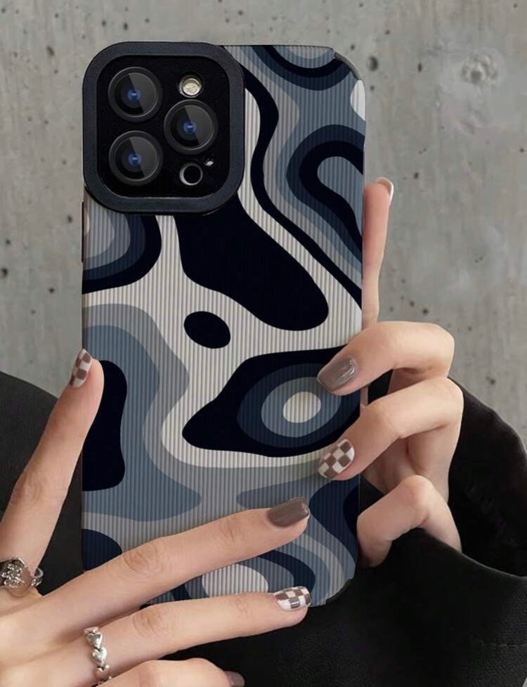 1pc Blue Texture  Patterned Suede Classic Anti-Fall TPU Phone Case Compatible With IPhone And Samsung 15/15PLUS/15PRO/15PROMAX