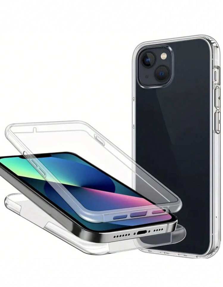 Apple 360° Front+Back Case,2 In 1 Full Cover TPU Soft Frame + PC Hard Panel Shockproof Anti-Yellowing Phone Protective Case Compatible With Iphone 16, Redmi Note, OPPO Smartphones