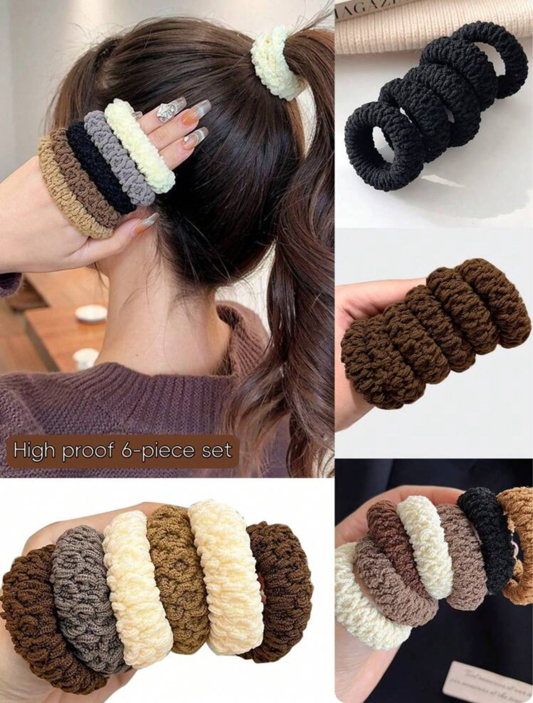 6 قطع شريط رأس سميك أنيق وجميل أحادي اللون، عصابة رأس مطاطية ضد الانزلاق لذيل الحصان، مناسبة للسيدات والفتيات كهدايا للحفلات والرحلات الخارجية