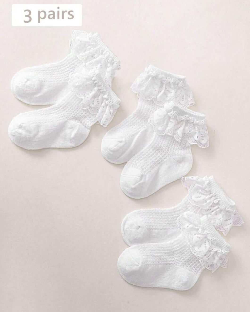 3 أزواج/مجموعة جوارب للكاحل من الدانتيل الأبيض، جميلة ومسامية، نمط شبكي محبوك، مناسبة لجميع المواسم والمناسبات، جوارب مثالية للفتيات والأطفال الصغار وممارسة رقص الأطفال.