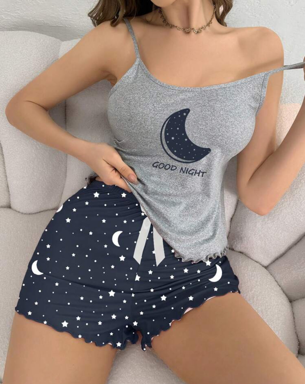 CoupledUp طقم بيجامة نسائي بطباعة القمر