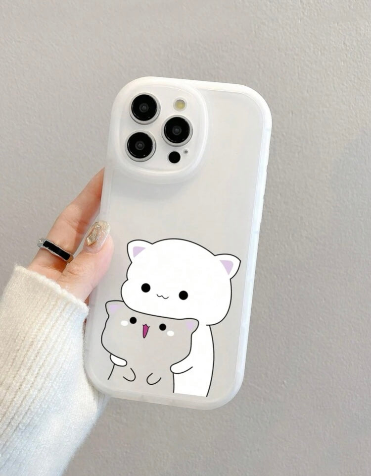 1pc Cartoon Cat Big Eyes Frosted Phone Case, Compatible With Multiple IPhone And Samsung Models, Including IPhone 11, IPhone 13, Galaxy S24, Galaxy A14, And Galaxy A54 5G