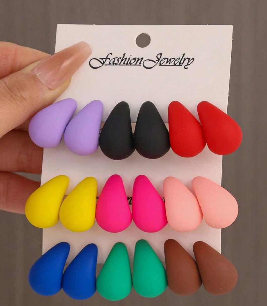 6-18 قطعة أقراط قطرة الماء متعددة الألوان كلاسيكية أنيقة وعصرية، مناسبة للاستخدام اليومي، الإجازات، المناسبات غير الرسمية، الحفلات، أزواج البحر والتزلج، عنصر شائع