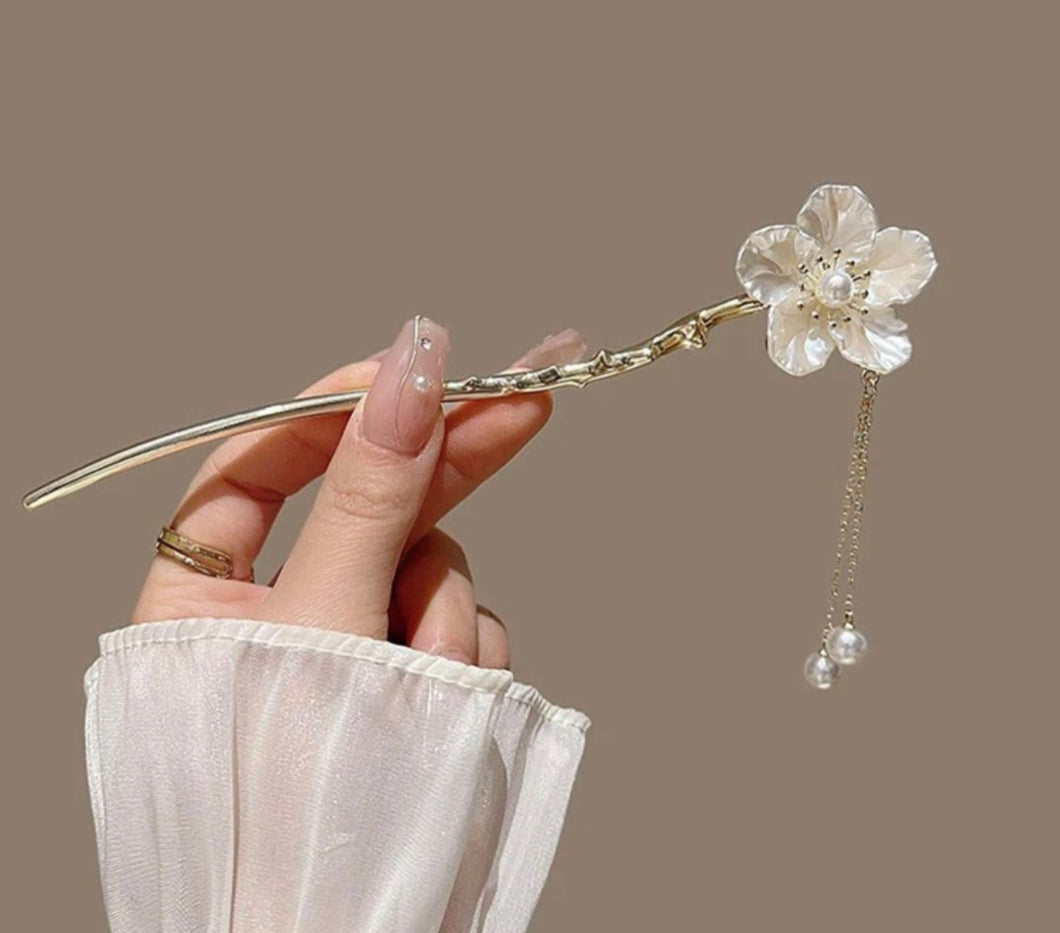 1pc Women Faux Pearl & Flower Decor Fashionable Hair Pin For Hair Decoration
