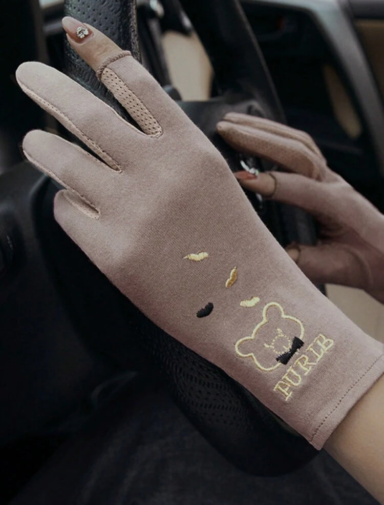 1 Set Ladies Thin Fingerless Gloves In Black, Beige, Purple - UV Protection, Non-Slip, Breathable, Touch Screen Functionality, Summer Sun Protection Gloves