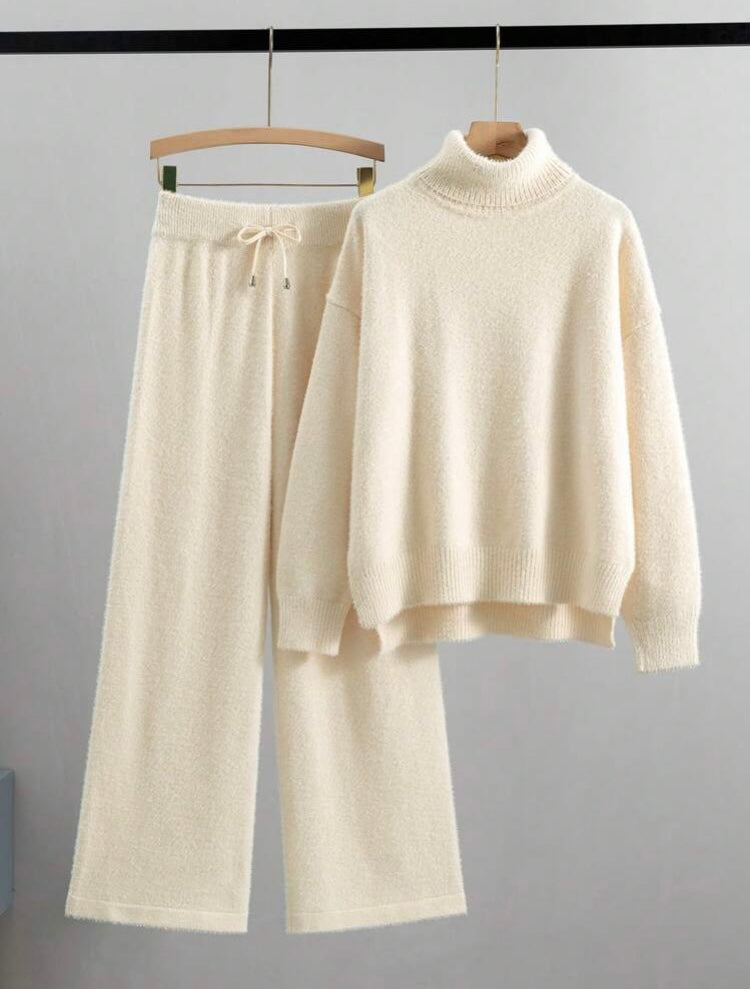 autumn winter warm women knit sweater+ pant tracksuit