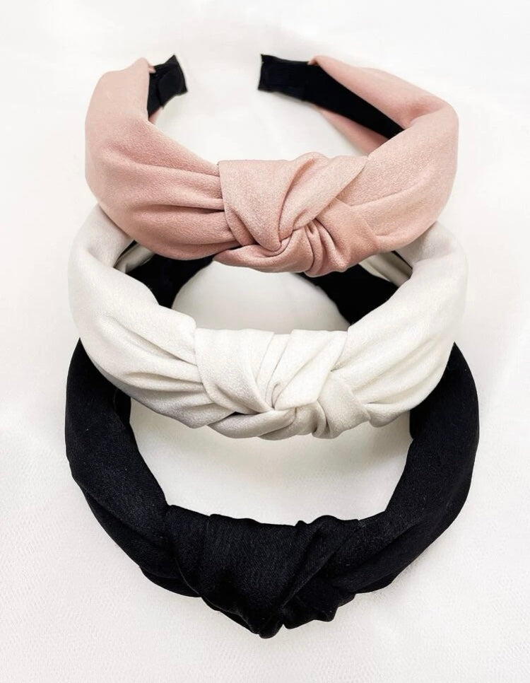 3pcs/set Ladies' Simple Solid Color Cloth Hairbands For Daily Wear