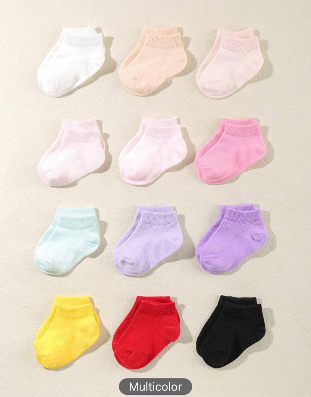 12pairs Baby Solid Ankle Socks
