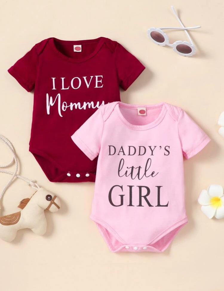 Baby Girl 2pcs Slogan Graphic Button Bodysuit