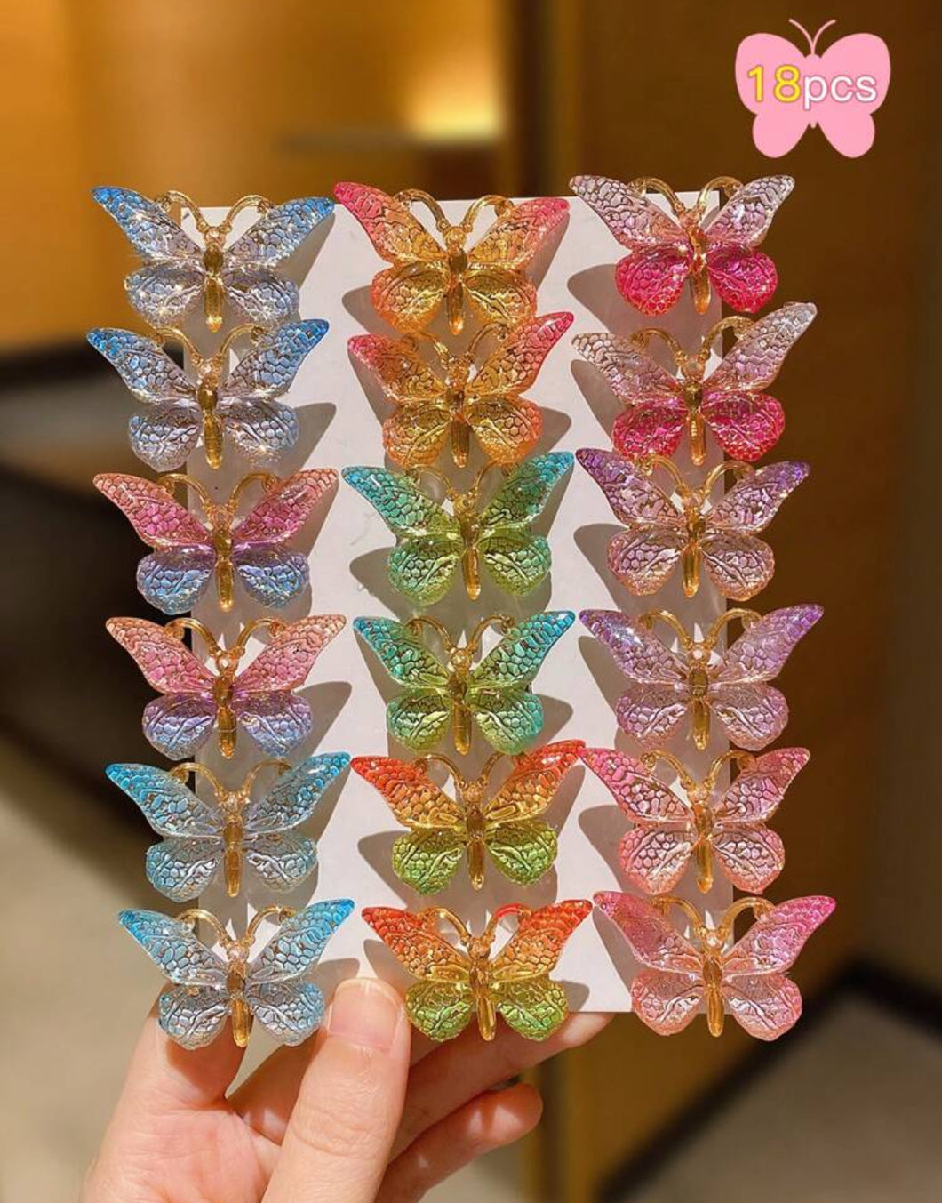 6/12/18 قطعة مقاطع شعر فراشة ذات ظلال ملونة للأطفال