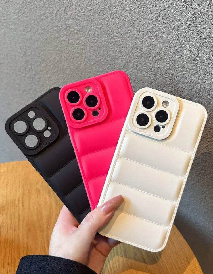 Apple Vintage 3pcs Cat Eye Puffer Jacket Style Anti-Drop Phone Case Compatible With IPhone