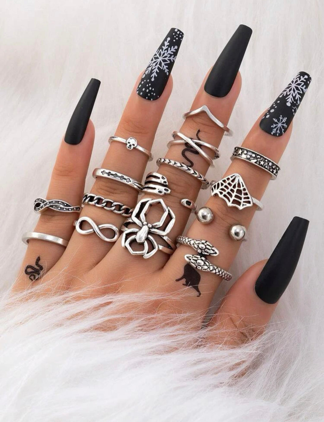 15pcs Spider & Snake Decor Ring