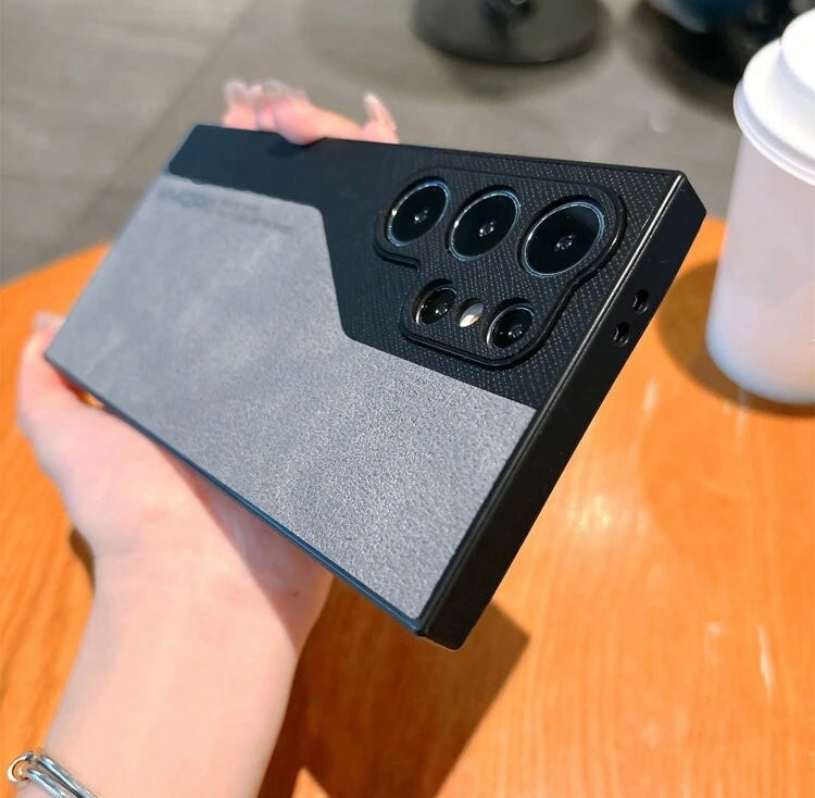 1pc Gray Contrast Color Phone Case For Galaxy S21 S22 S23 Plus S24 Ultra And IPhone X Xs Max XR 11 12 13 14 15 Pro Max. Full Protective Cover Against Drop.