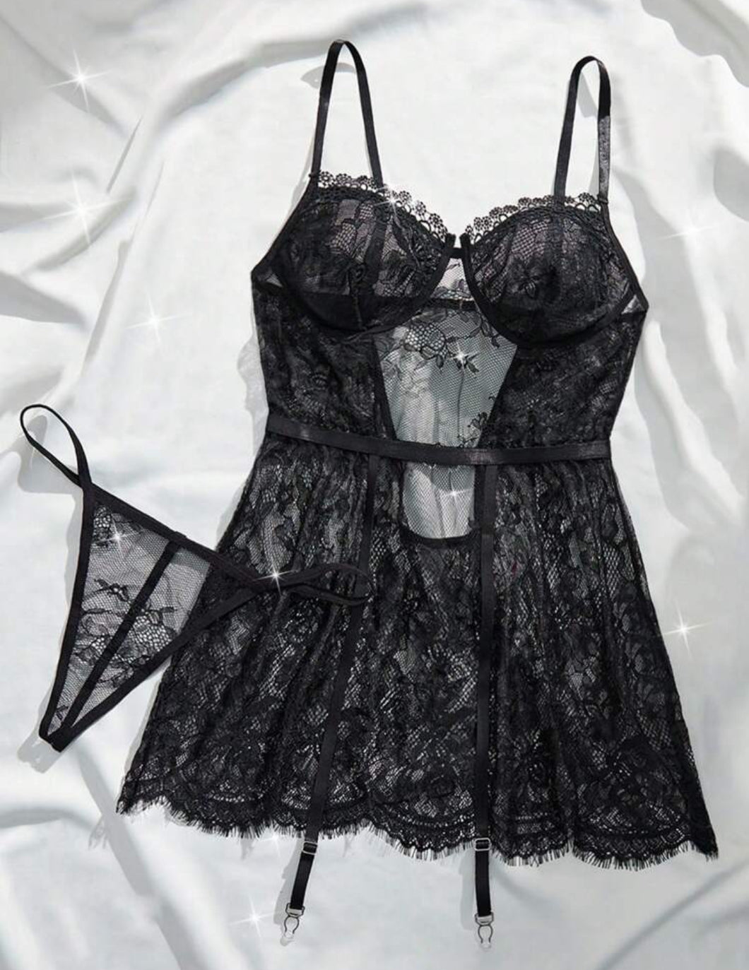 Classic Sexy فستان داخلي (فستان + سروال داخلي على شكل تي) مجموعة من 2 قطعة