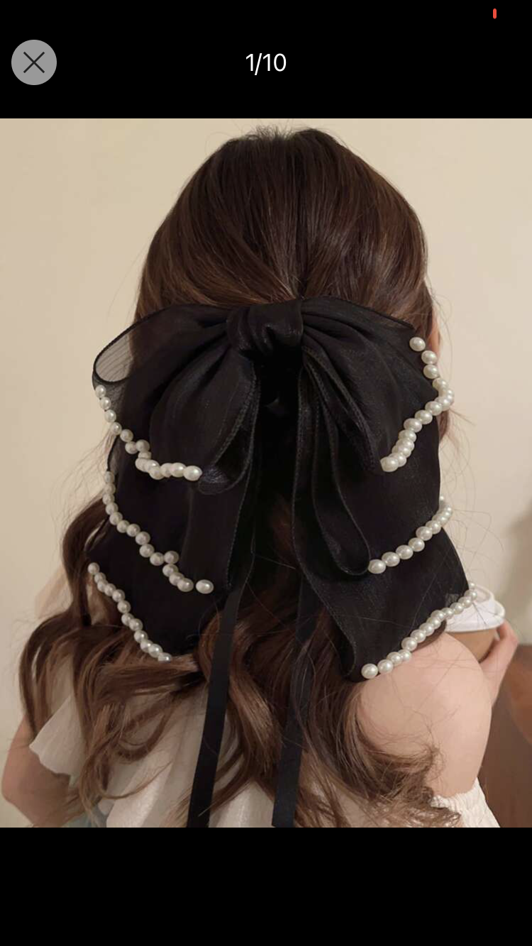 1pc Women's Pearl Strand Bowknot Hair Clip, Woodland Style Hairpin For Half-up Hairstyle