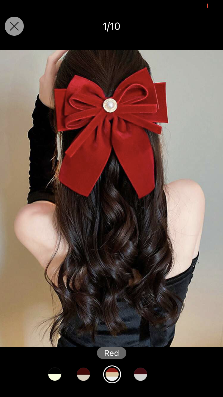 1pc Red Multi-layer Velvet Bowknot Hair Accessory With Rhinestone And Pearls For Wedding, Engagement, Parties And Other Occasions