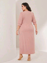 Load image into Gallery viewer, SHEIN Modely فستان بتفاصيل حلقة O اكمام منتفخة مقاس كبير
