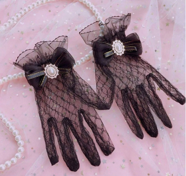 1pair Women Faux Pearl & Bow Decor Fashionable Gloves For Daily Life